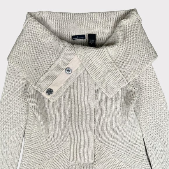 MODA International Tan Knit Snap Button Cowl Neck Sweater Women's Size Small - Picture 8 of 15